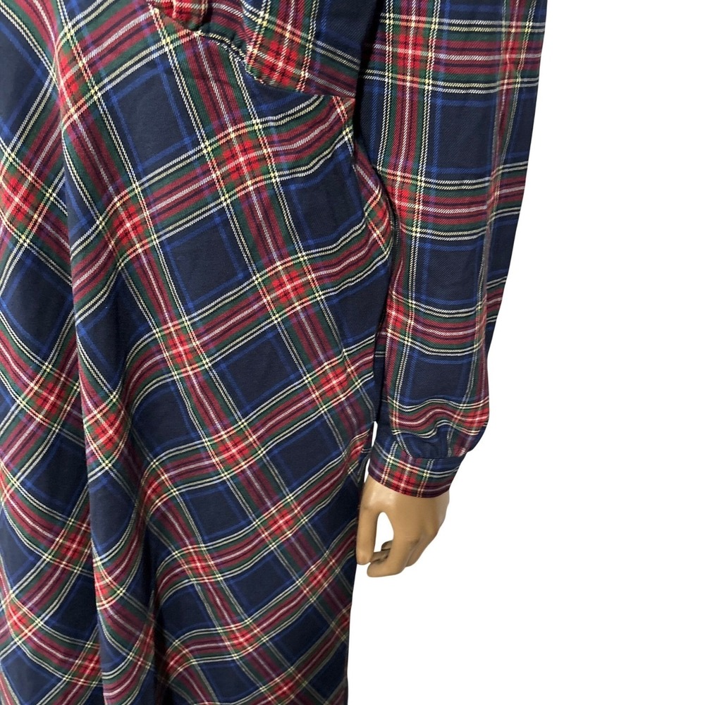 Boden Navy Red Tartan Plaid Ruffle V-Neck Midi Dress Long Sleeve Size 12R - Picture 8 of 12